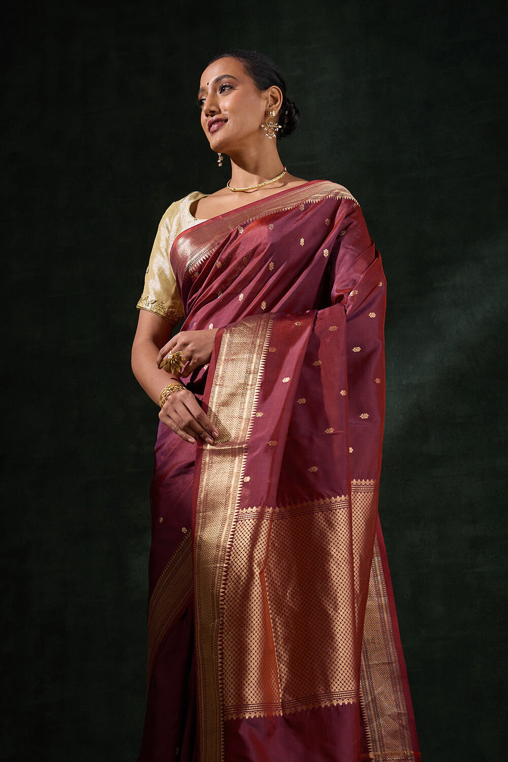 Maroon Silk Viscose Cutwork Saree image number null