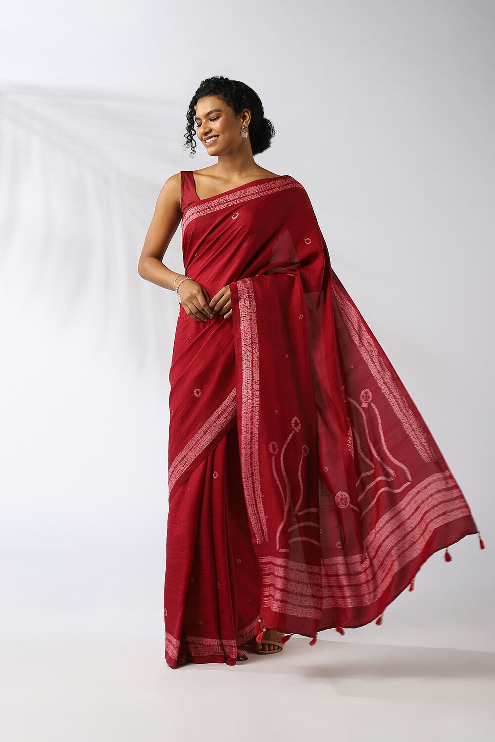 Red Pure Silk Shibori Saree image number null