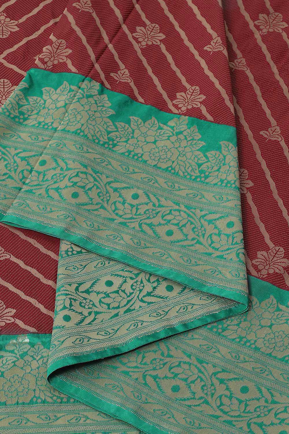 Dark Red Pure Silk Banarasi Saree image number null