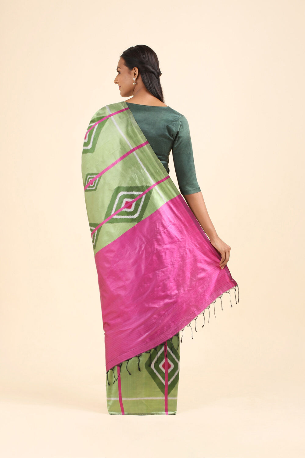 Green Pure Silk Odissa Ikat Saree image number null