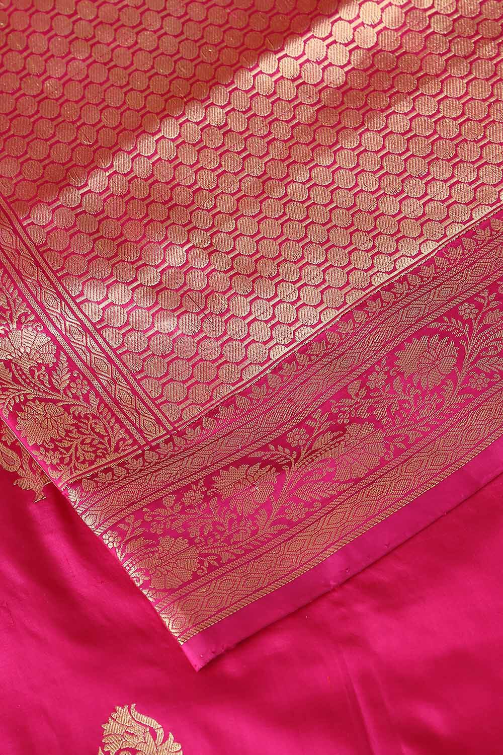 Dark Pink Pure Silk Banarasi Saree image number null