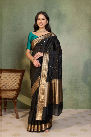 Black Silk Viscose Cutwork Banarasi Saree thumbnail image number null