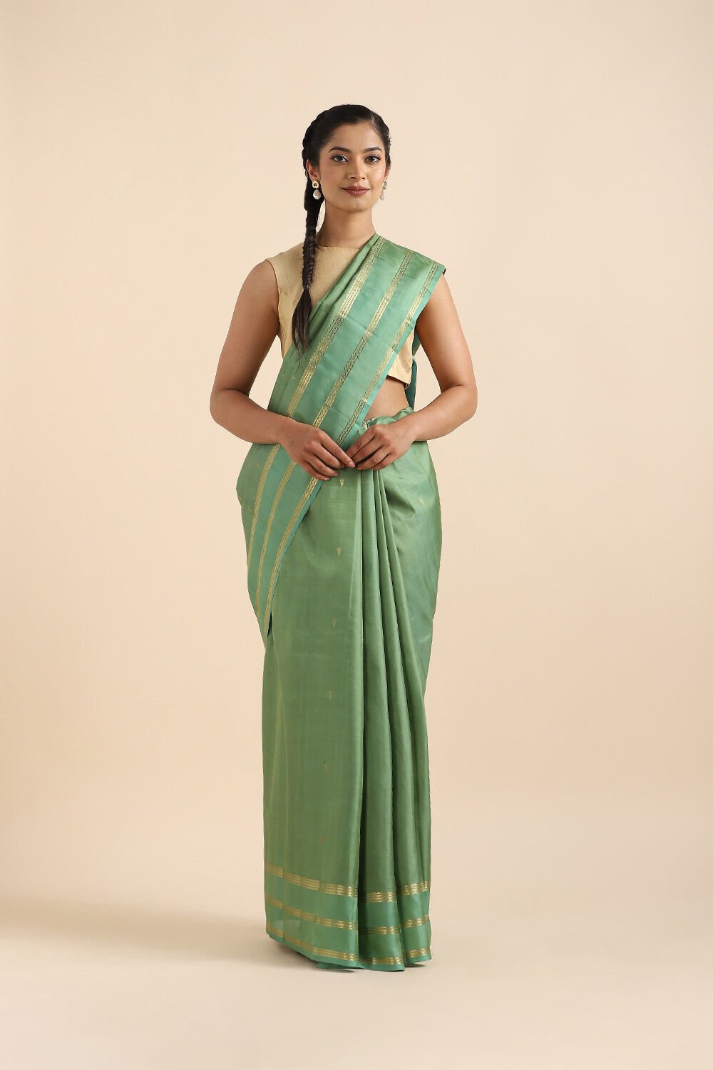 Light Green Pure Silk Kanjivaram inspired Saree image number null
