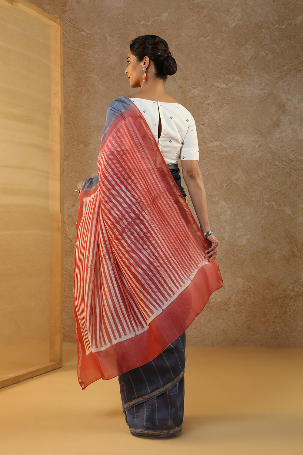 Blue Rajasthan Pure Silk Cotton Tie and Dye Shibori Saree image number null