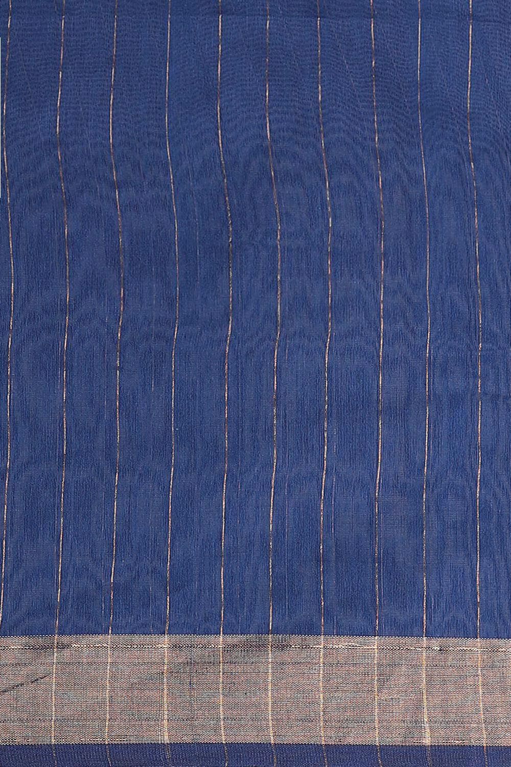 Dark Blue Pure Silk Cotton Bengal Saree image number null
