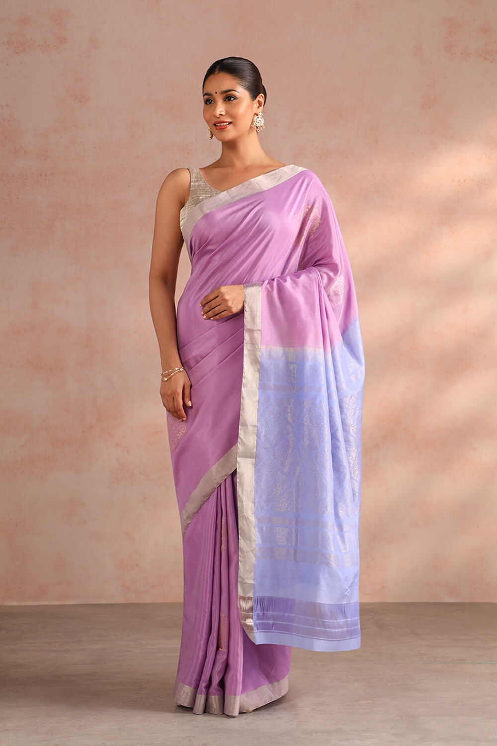 Violet Woven South Silk Tencel Saree image number null