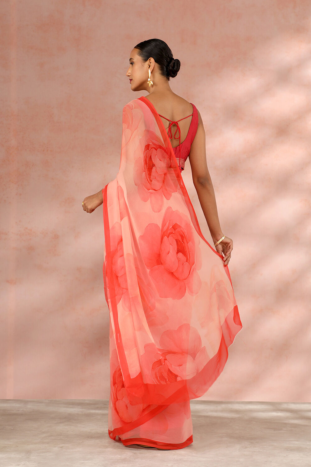 Orange Contemporary Viscose Chiffon Digital Printed Saree image number null