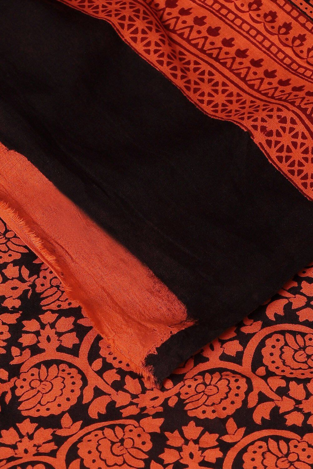 Orange Pure Cotton Bagh Printed Saree image number null