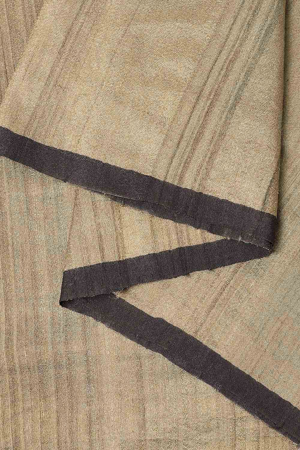 Grey Pure Silk Tussar Bagru Print and Zardosi Embroidered Saree image number null