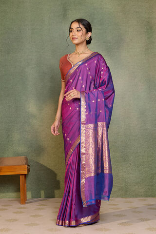 Purple Silk Viscose Cutwork Banarasi Inspired Design Saree thumbnail image number null