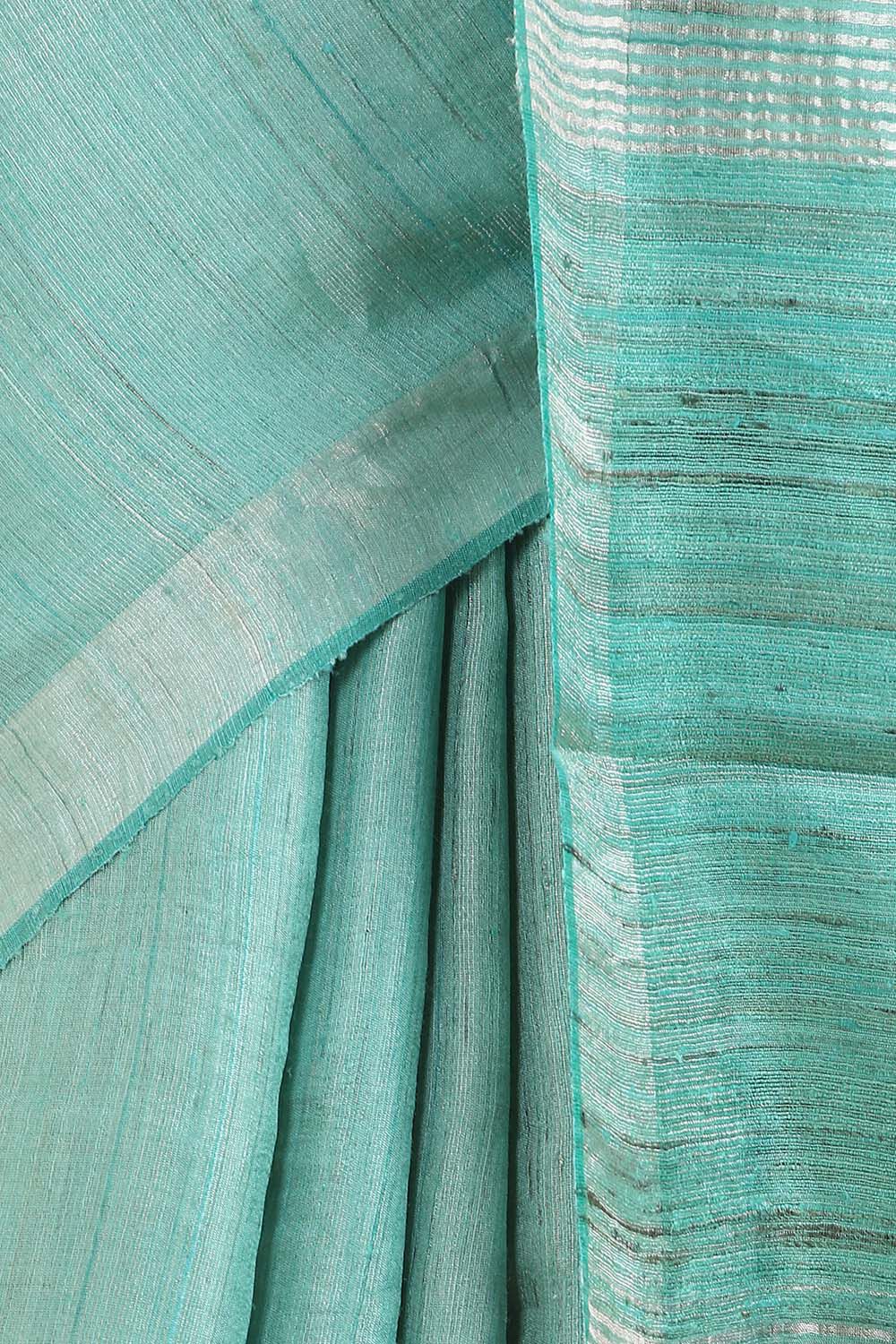 Light Blue Pure Tussar Silk Bhagalpuri Saree image number null