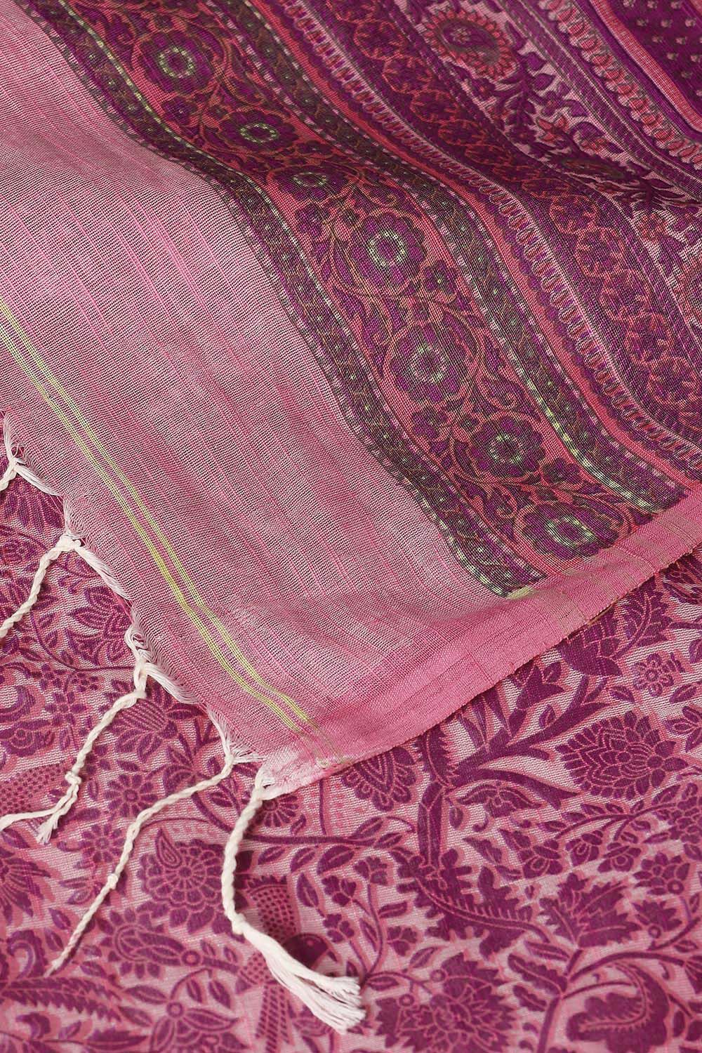 Pink Pure Cotton Printed Saree image number null