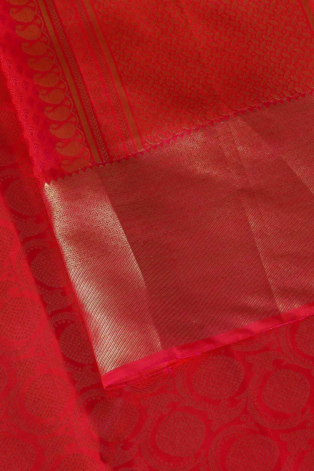 Flamingo Pink Pure Silk Kanjivaram Saree image number null
