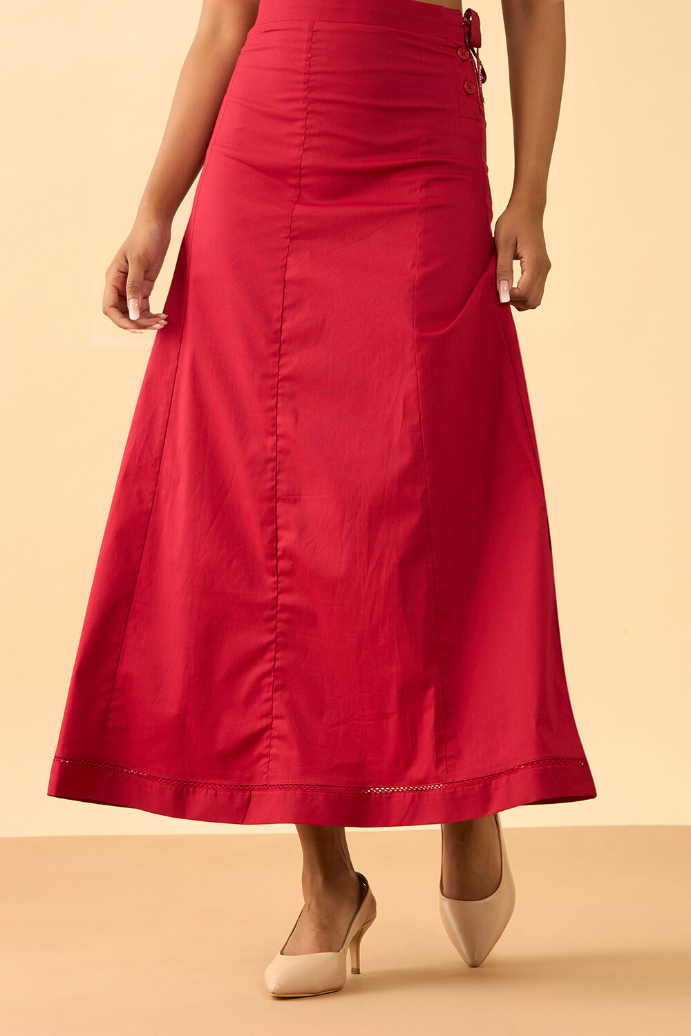 Dark Red Woven Cotton Lycra Inskirt image number null