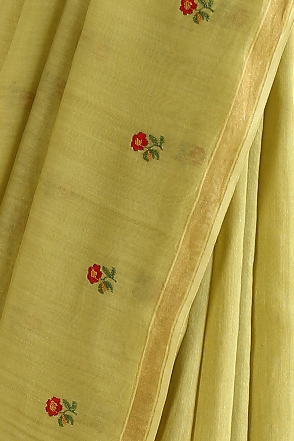 Green Pure Silk Cotton Embroidered Saree image number null