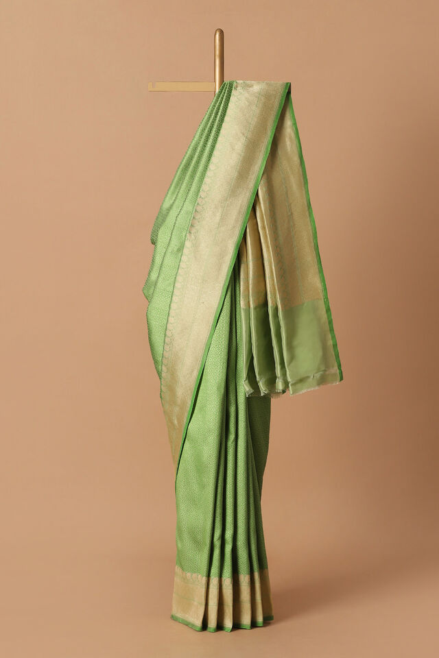 Light Green Pure Silk Banarasi Tanchoi Saree