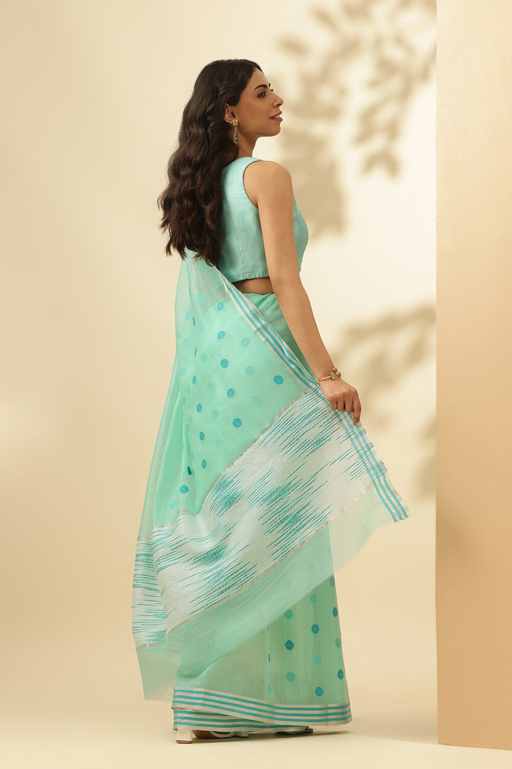 Light Green Woven Pure Silk Cotton Chanderi Saree image number null