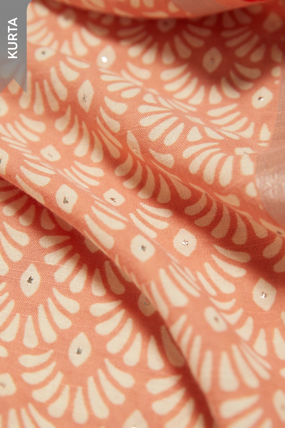 Orange Screen Printed Pure Cotton Linen Unstitched Suit Set image number null