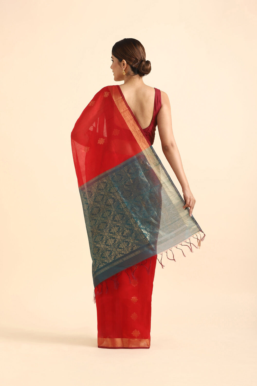 Red Pure Silk Cotton South Saree image number null