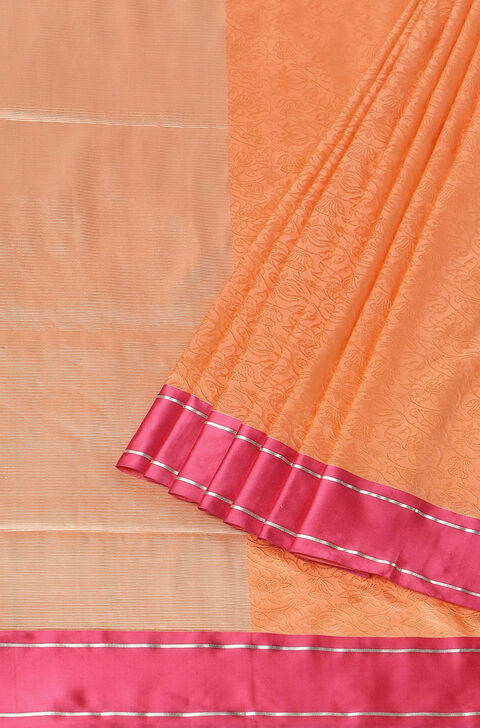 Light Orange Pure Silk Banarasi Tanchoi Saree