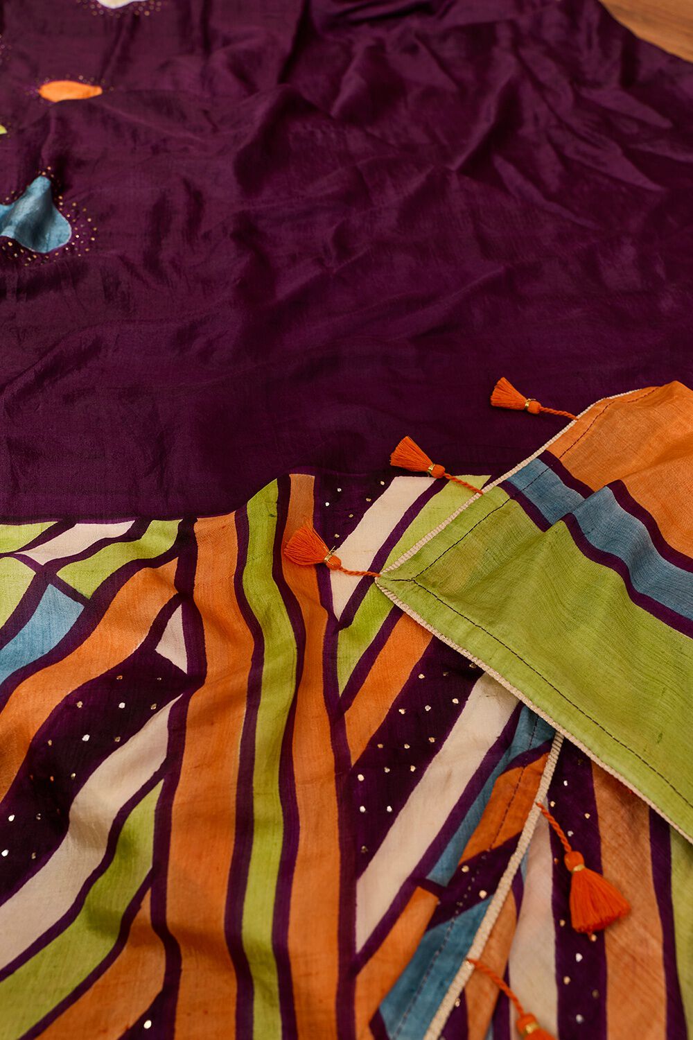 Purple Murshidabad Pure Silk Hand Painted Saree image number null