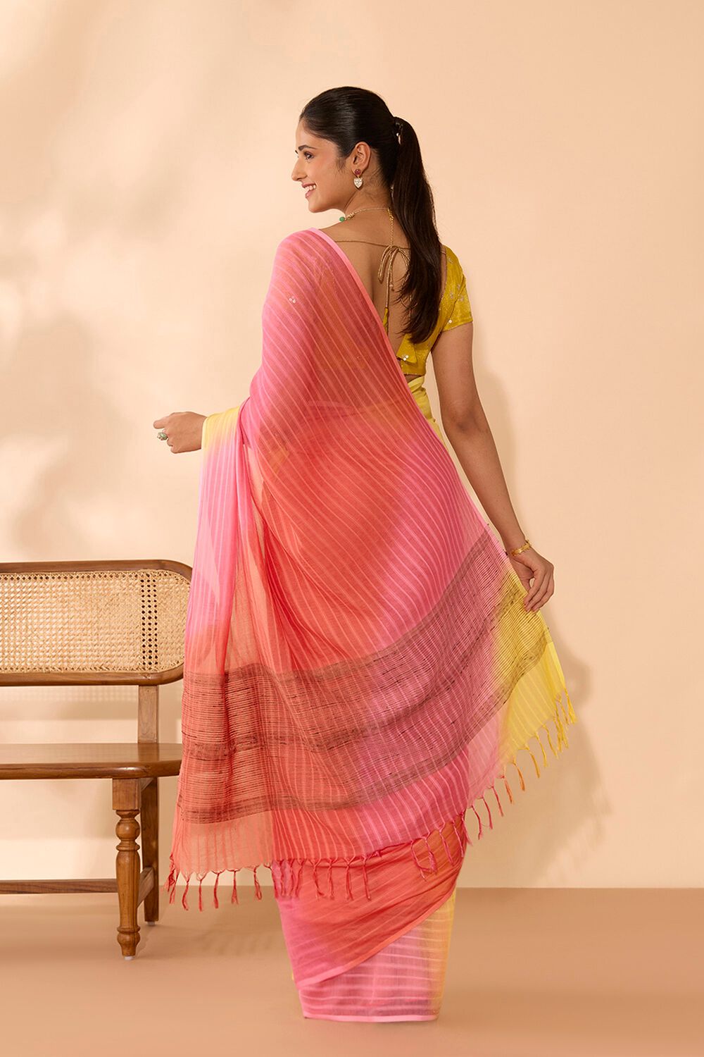 Multi Silk Modal Tie And Dye Saree image number null