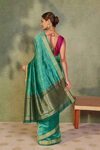 Green Silk Viscose Cutwork Banaras  Saree thumbnail image number null