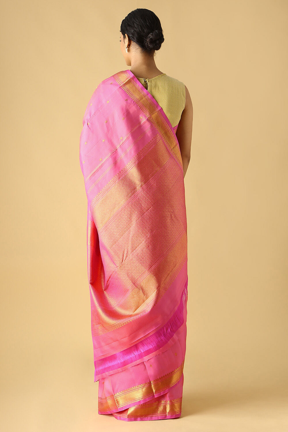 Pink Pure Silk Kanjivaram Saree image number null