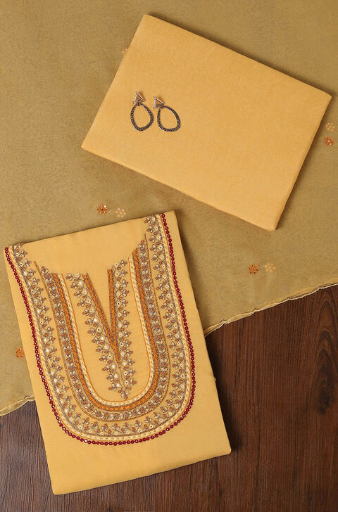 Light Yellow Viscose EmbroideLight Yellow Unstitched Suit Set