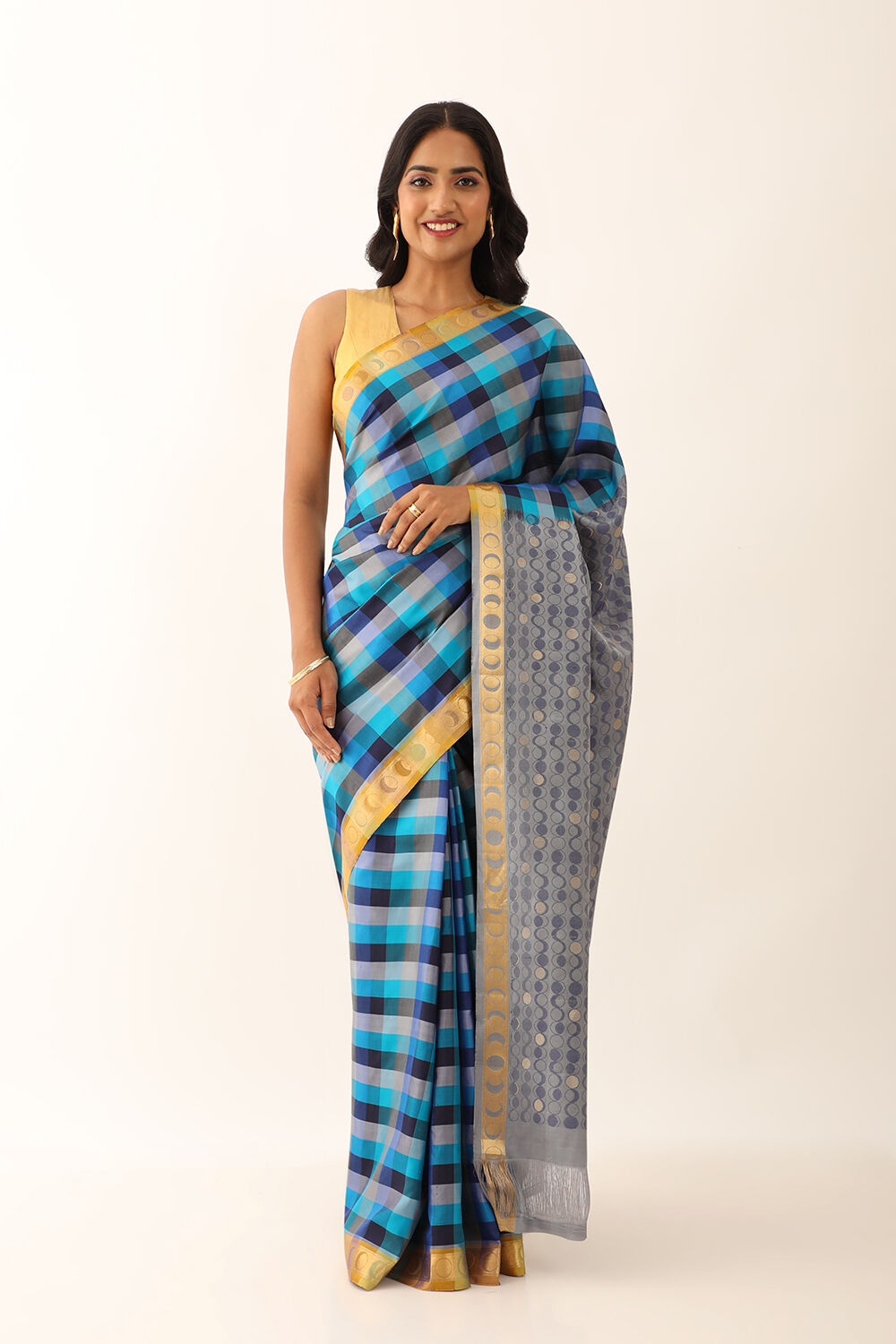 Blue Pure Silk Woven South Saree image number null