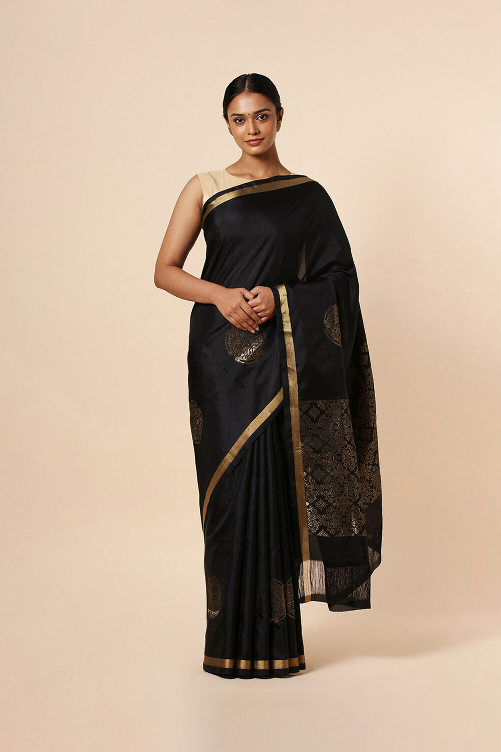 Black Pure Soft Silk Saree image number null