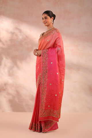 Pink Embroidered Tussar Saree thumbnail image number null