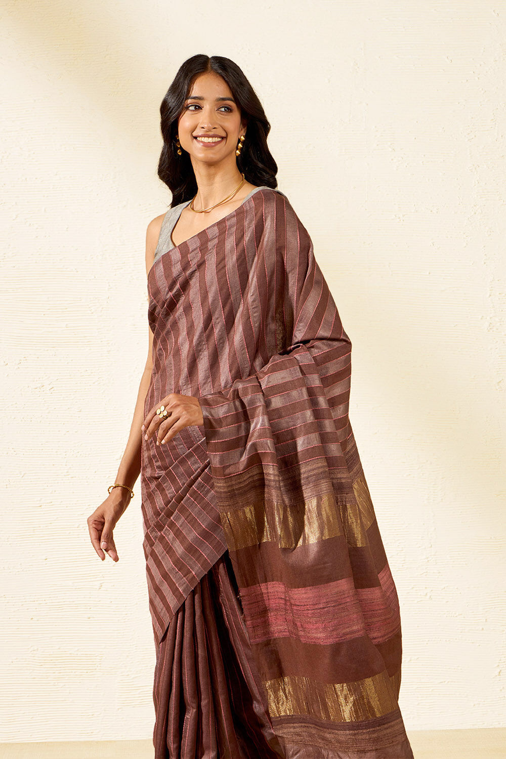 Brown Chattisgarh Woven Pure Tussar Silk Saree image number null