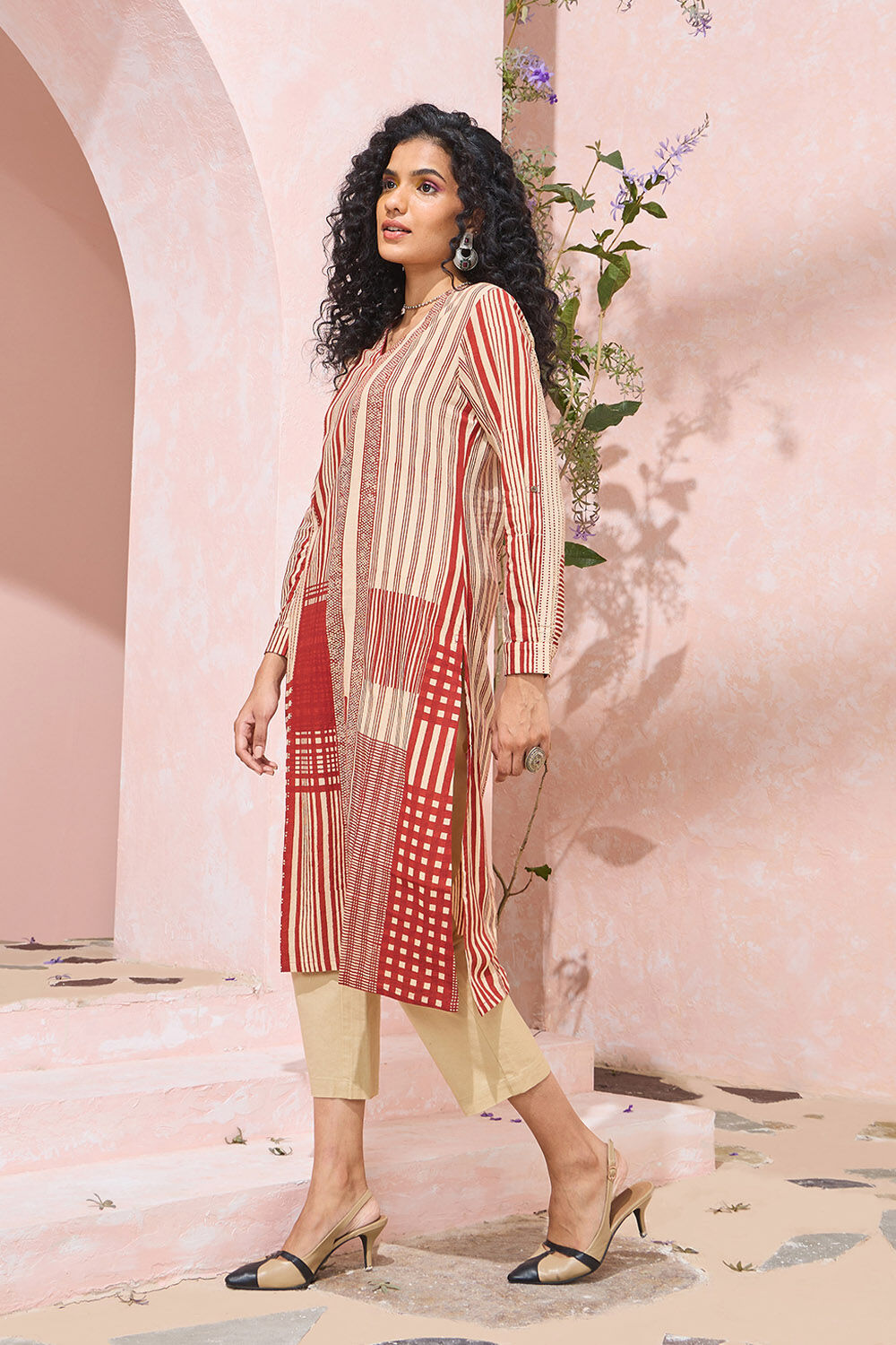 Red Bagru Block Printed Pure Cotton Kurta image number null