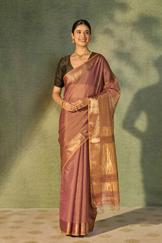 Purple Woven Pure Tissue Cotton Maheshwari Saree thumbnail image number null