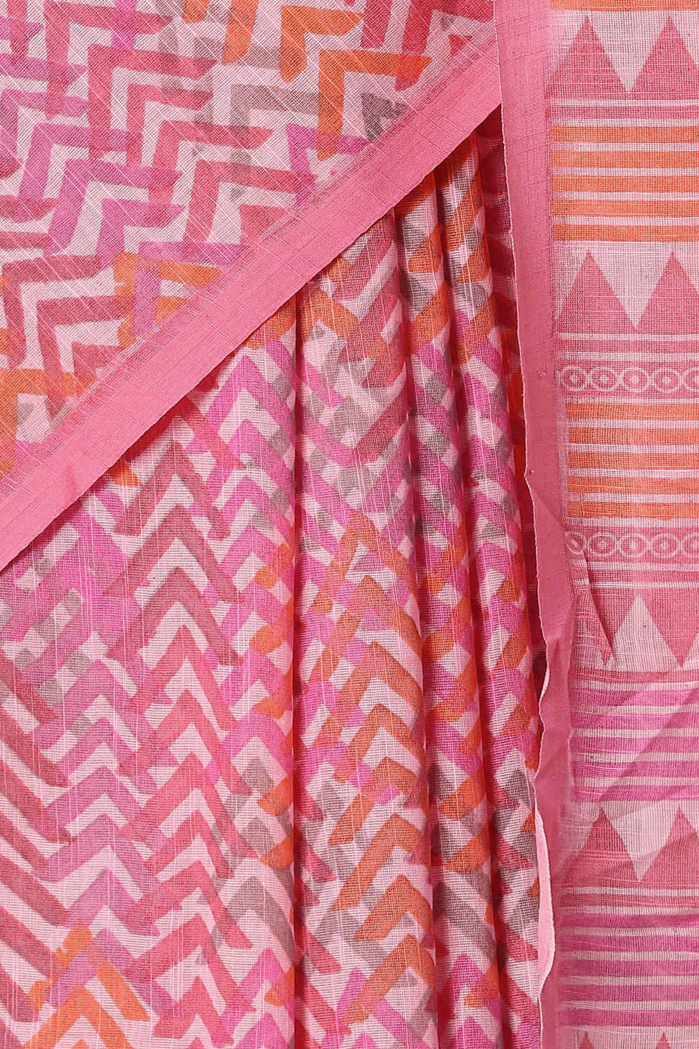 Pink Pure Cotton Printed Saree image number null