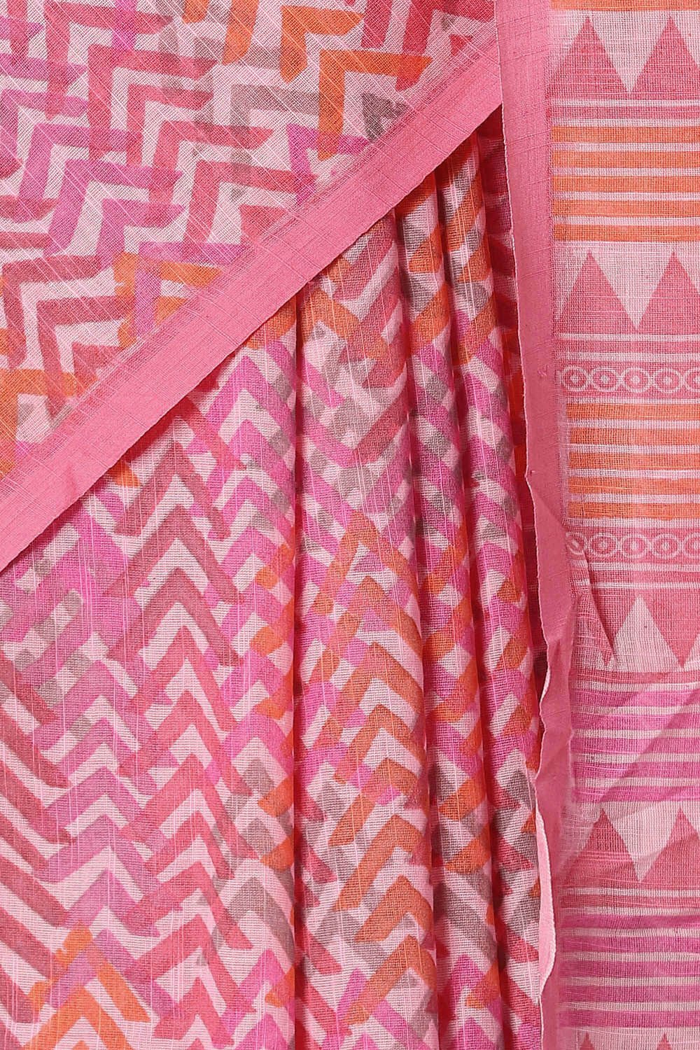 Pink Pure Cotton Printed Saree image number null