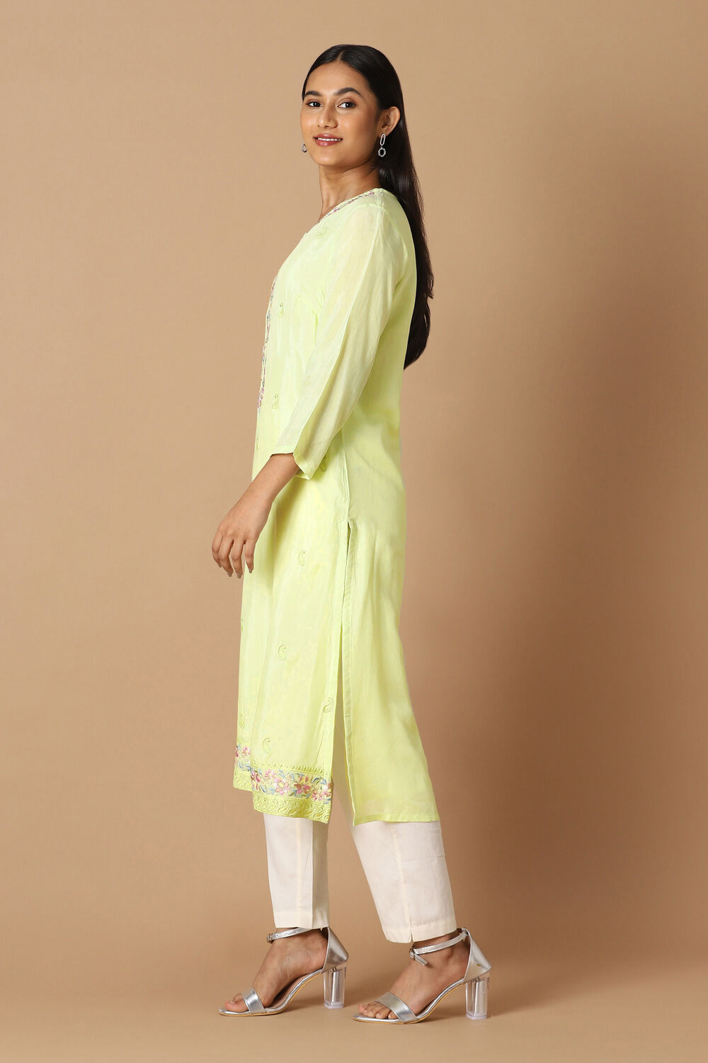 Light Green Embroidered Kurta image number null