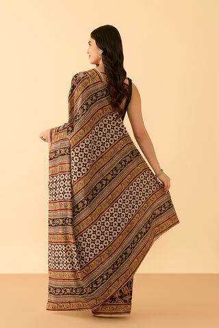 Black Printed Kalamkari Machilipatnam Pure Cotton Saree thumbnail image number null