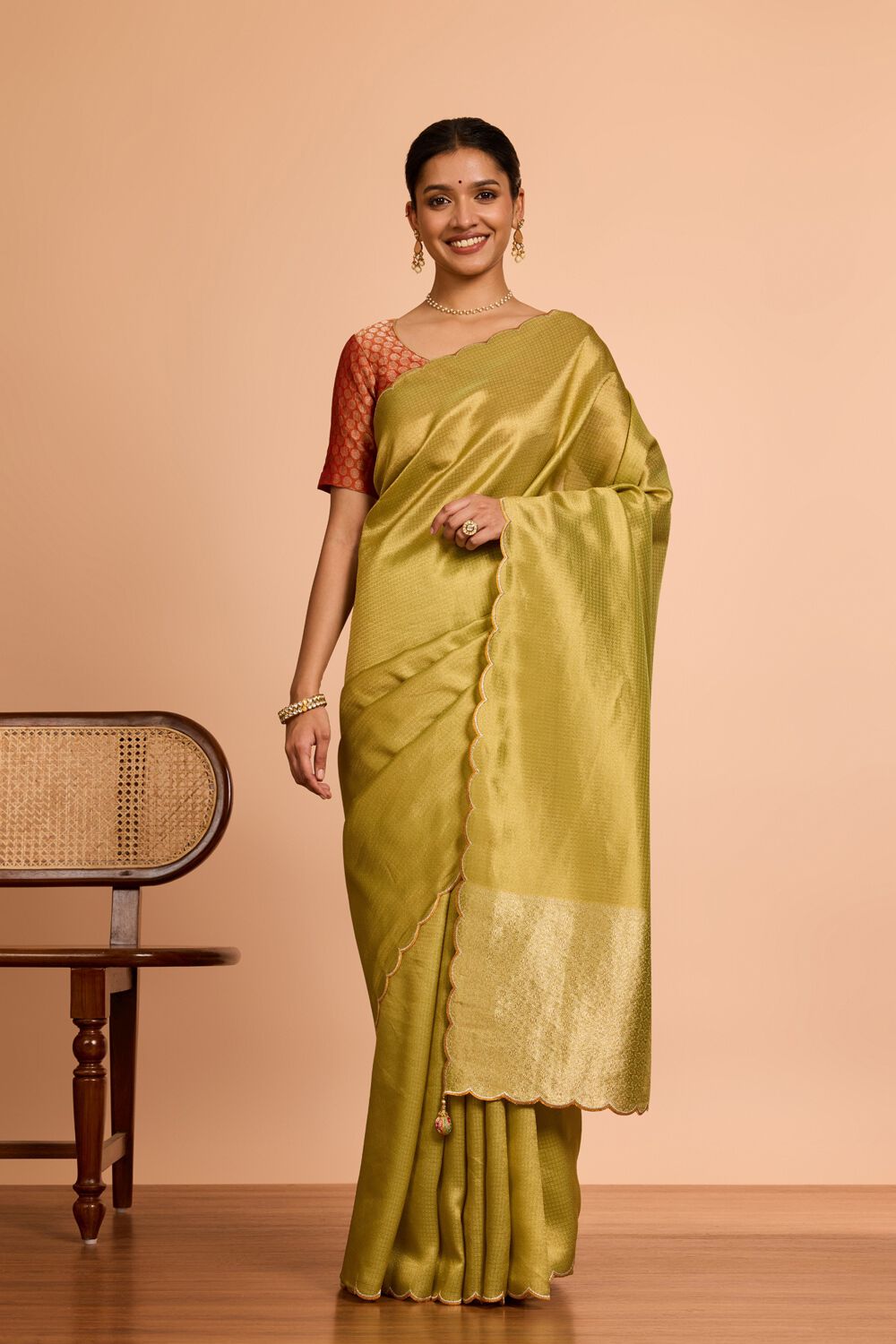 Light Green  Viscose Tissue Woven Saree image number null