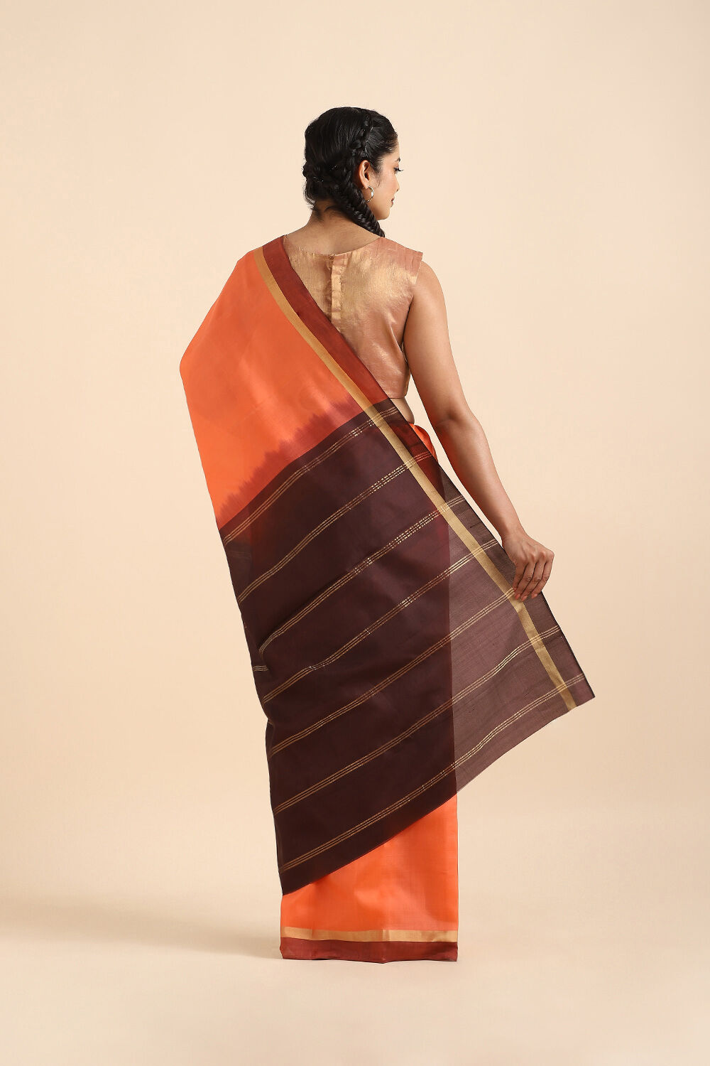 Light Orange Pure Soft Silk Saree image number null