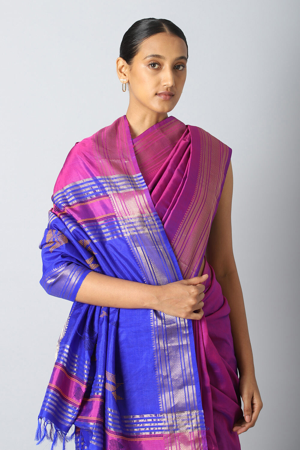 Dark Violet Pure Silk Saree image number null