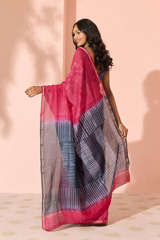 Pink Tie & Dye Shibori Pure Silk Cotton Rajasthan Saree thumbnail image number null