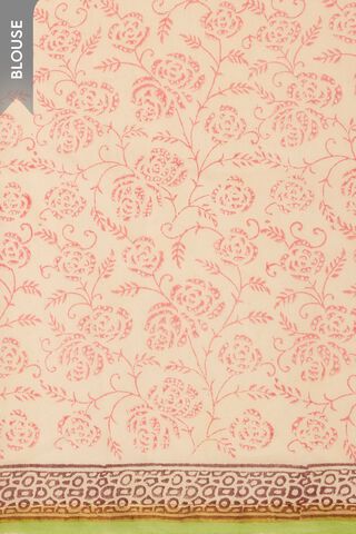 Peach Rajasthan Pure Silk Cotton Printed Sanganeri Saree thumbnail image number null