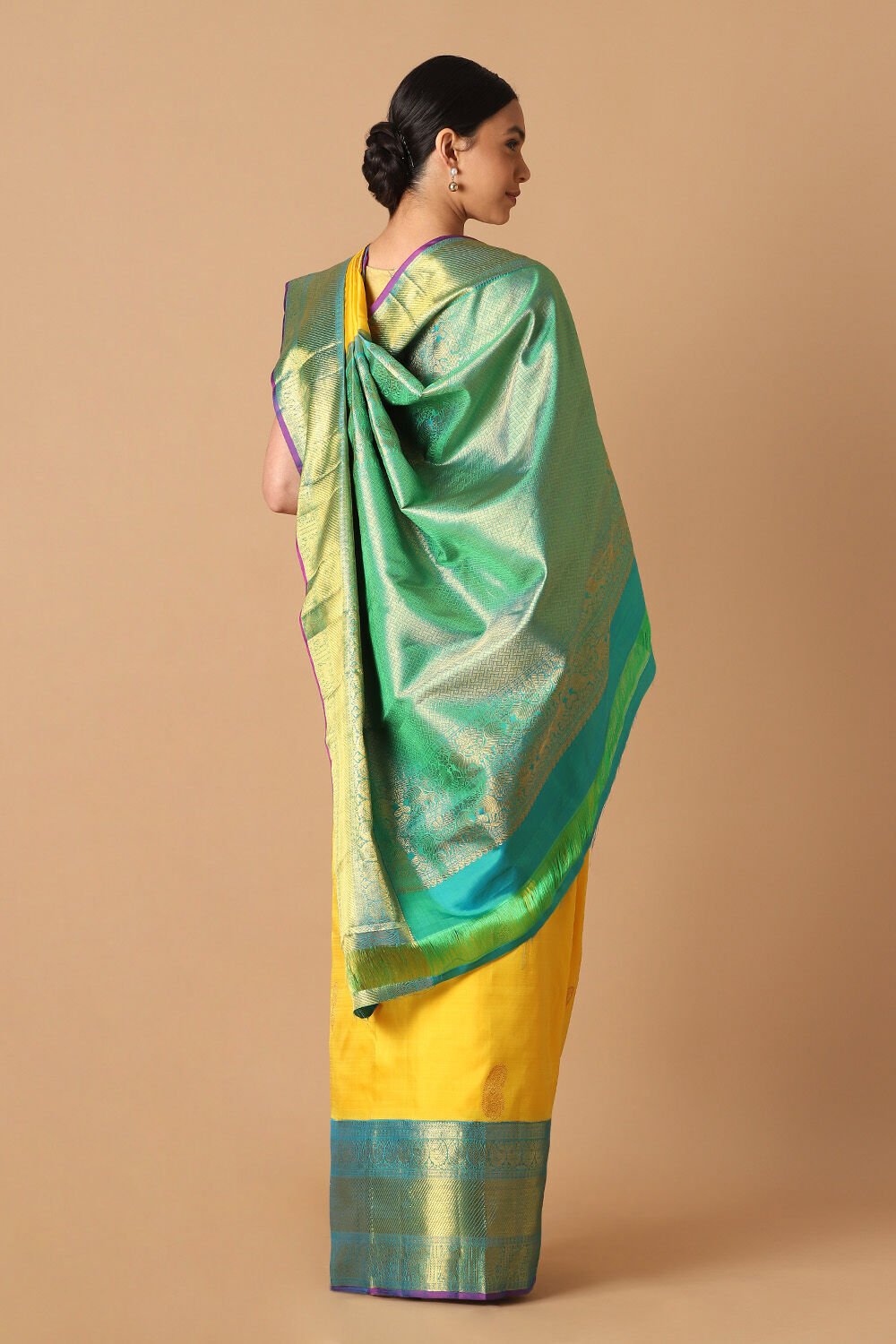Yellow Pure Silk Kanjivaram Saree image number null