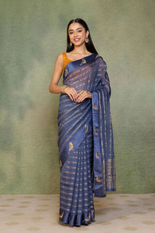 Blue Pure Viscose Embroidered Saree thumbnail image number null