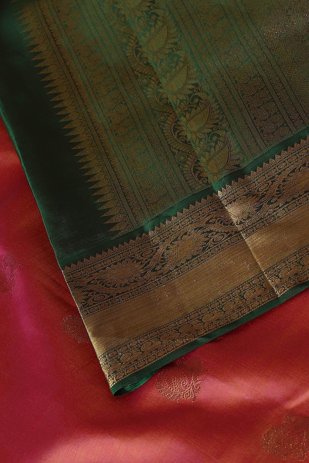 Two Toned Pure Silk Kanjivaram Korvai Saree image number null
