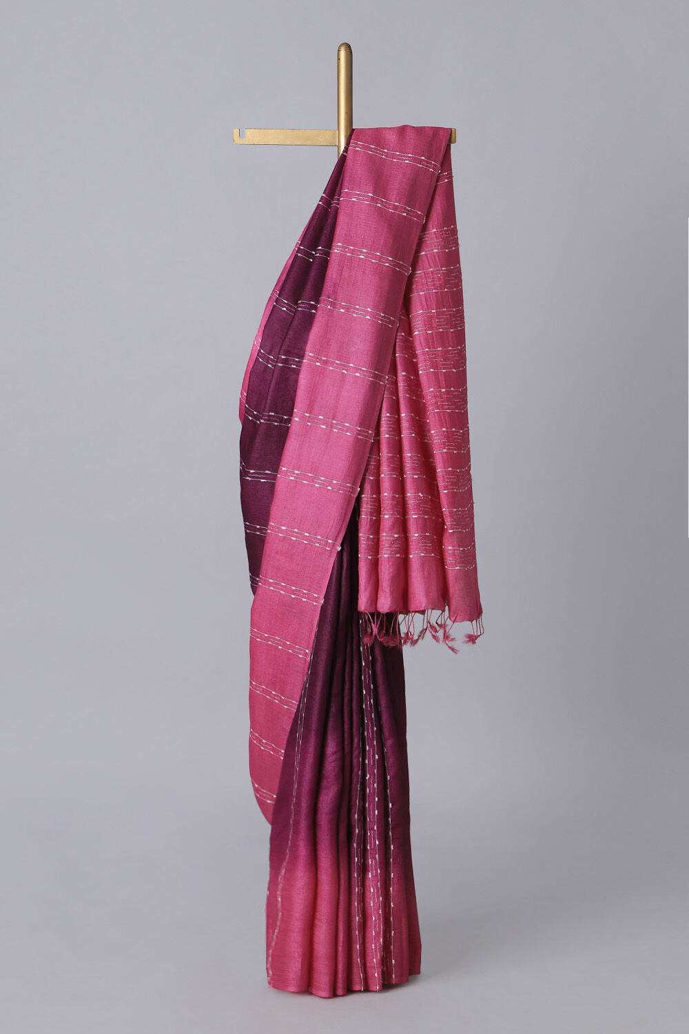 Pink Pure Tussar Silk Tie and Dye Saree image number null