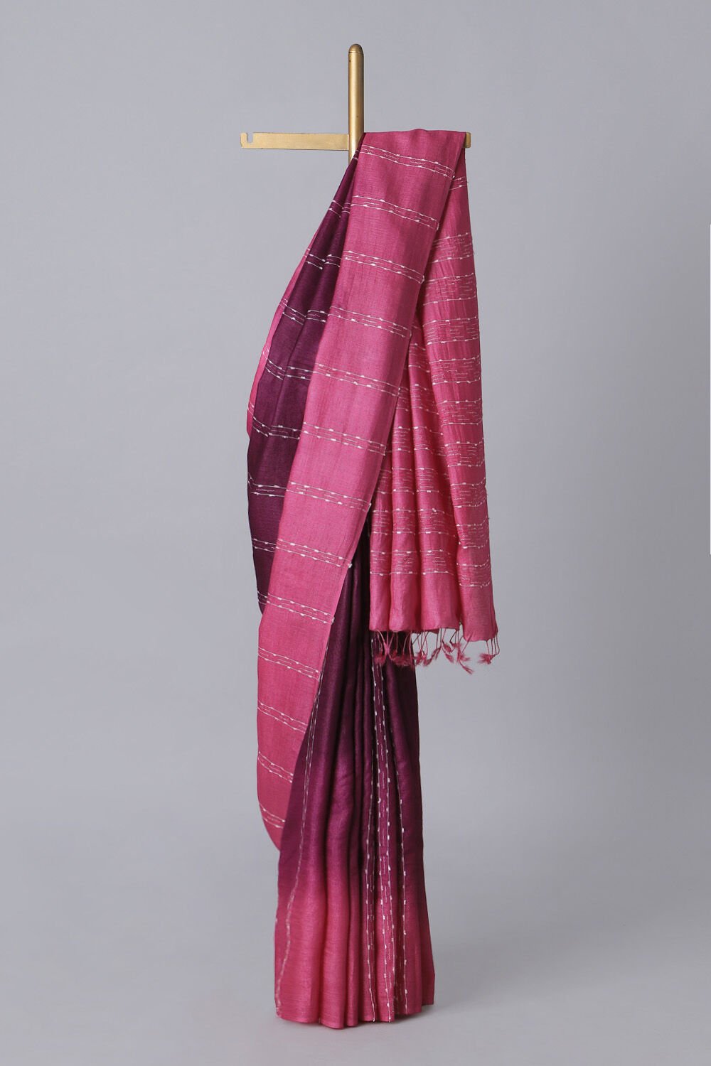 Pink Pure Tussar Silk Tie and Dye Saree image number null