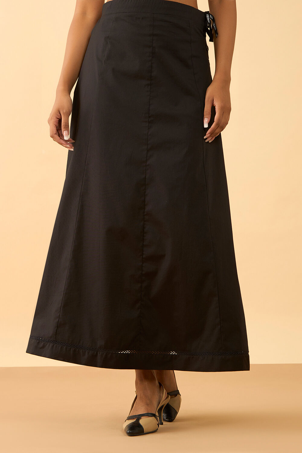 Black Woven Cotton Lycra Inskirt image number null